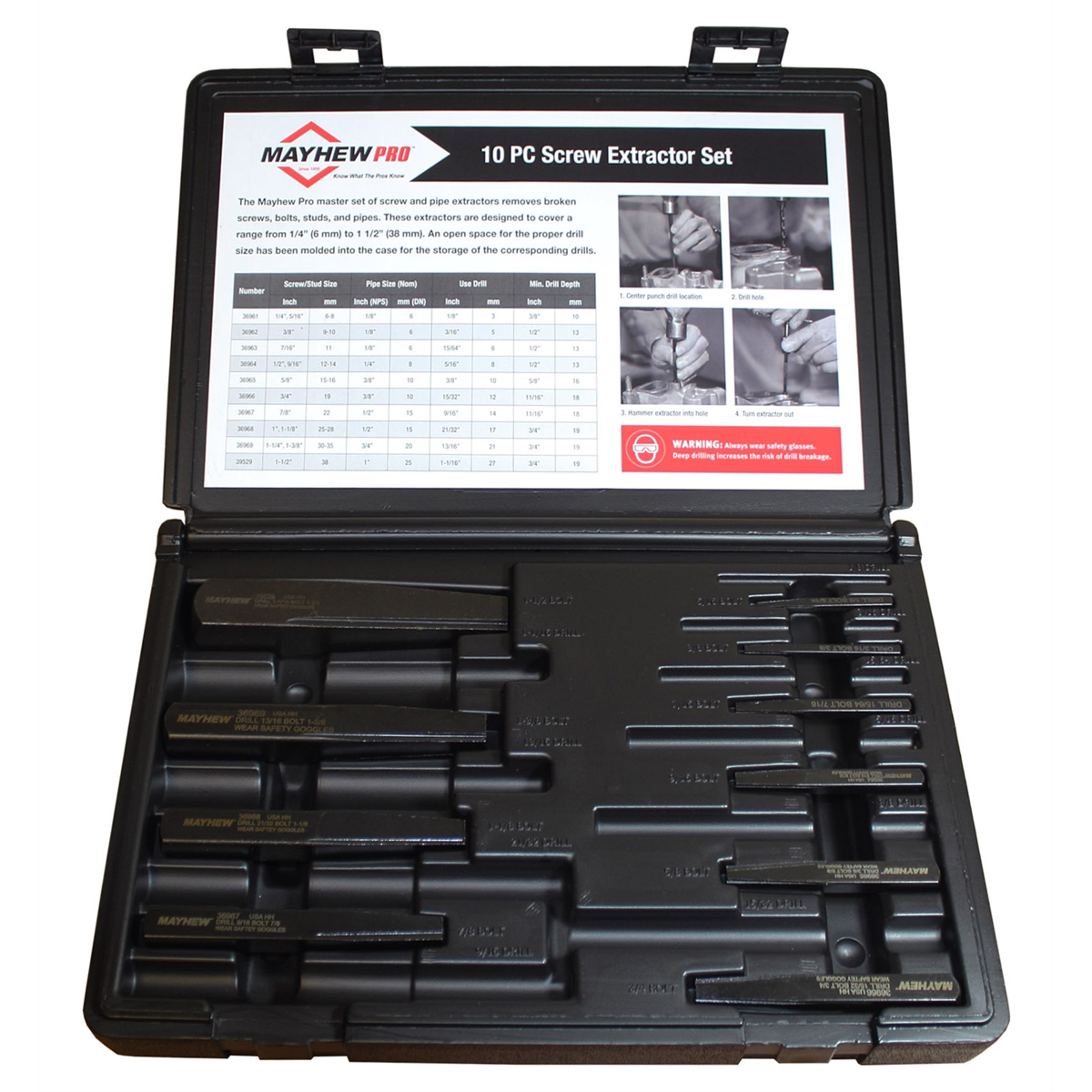 Mayhew 10-PC SCREW AND PIPE EXTRACTOR SET