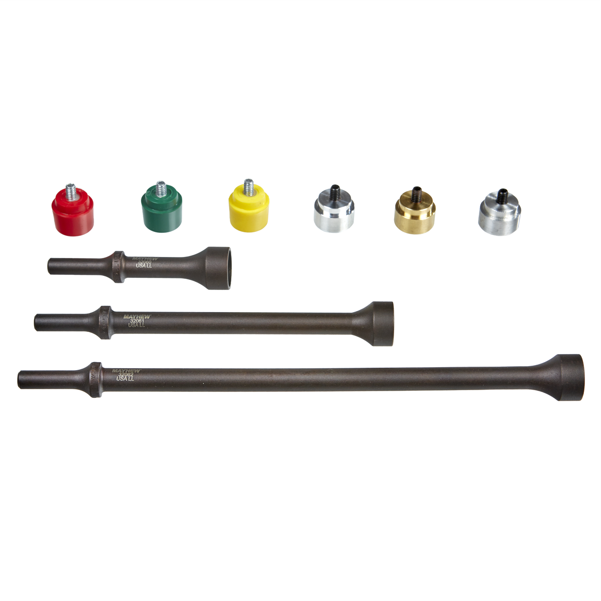 Mayhew Buy 32026 9 PC Pneu Replaceable Tip Hammer Set and get 32020 5 PC Pneu Roll Pin Punch Set Free