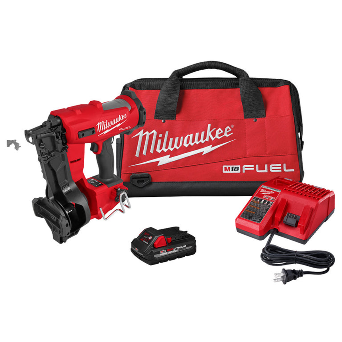 Milwaukee Tool M18 FUEL 18-Volt Lithium-Ion Brushless Cordless Coil Roofing Nailer Kit