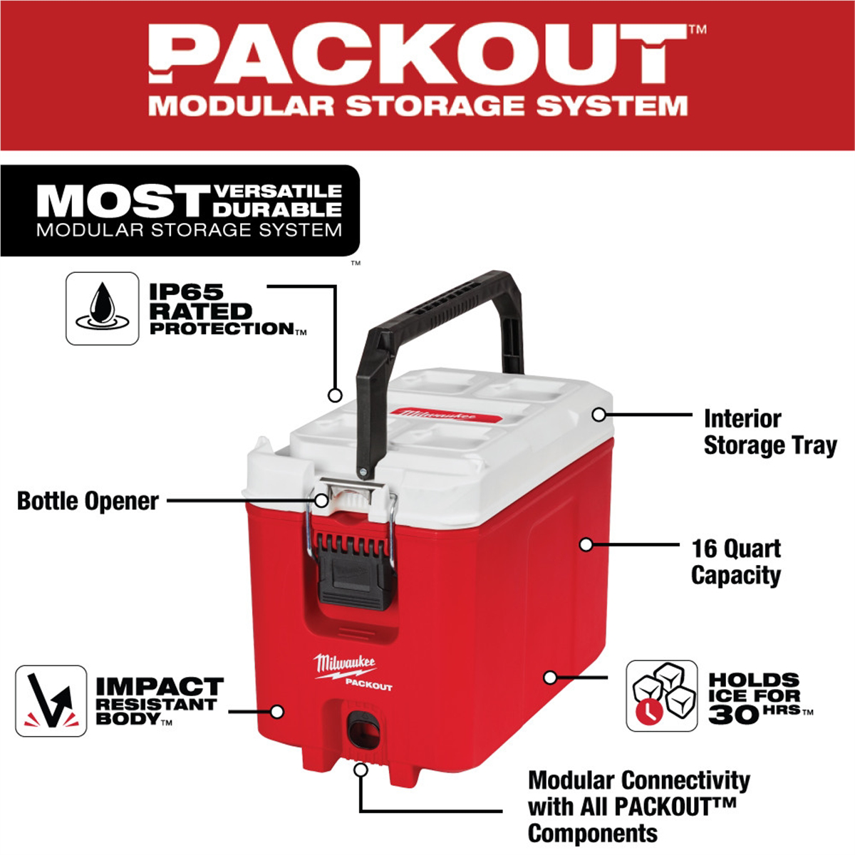 Milwaukee Tool PACKOUT 16QT Compact Cooler