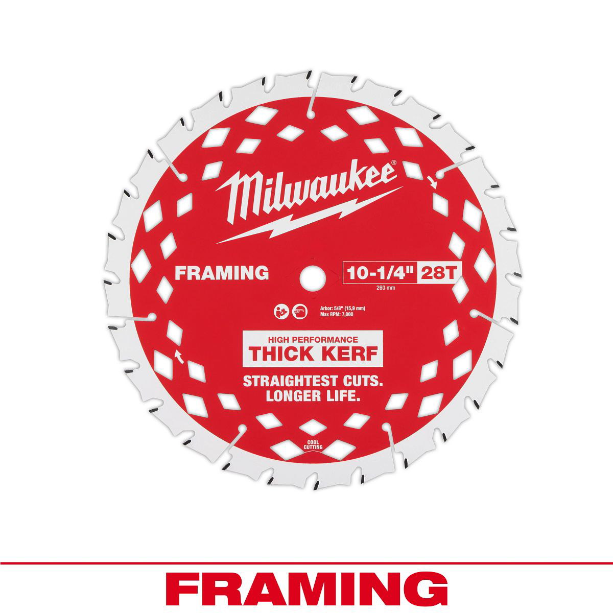 Milwaukee 10-1/4” 28T Thick Kerf Framing Circular Saw Blade