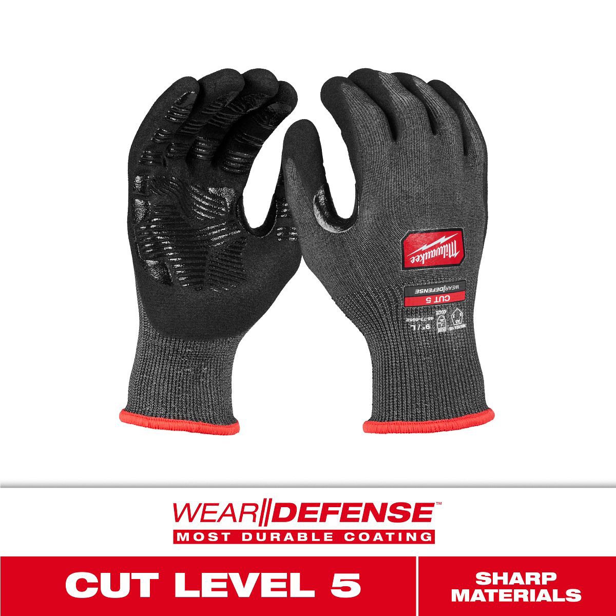Milwaukee Cut Level 5 High Dexterity Nitrile Dipped Gloves w/ WEAR-DEFENSE™ Protection - M