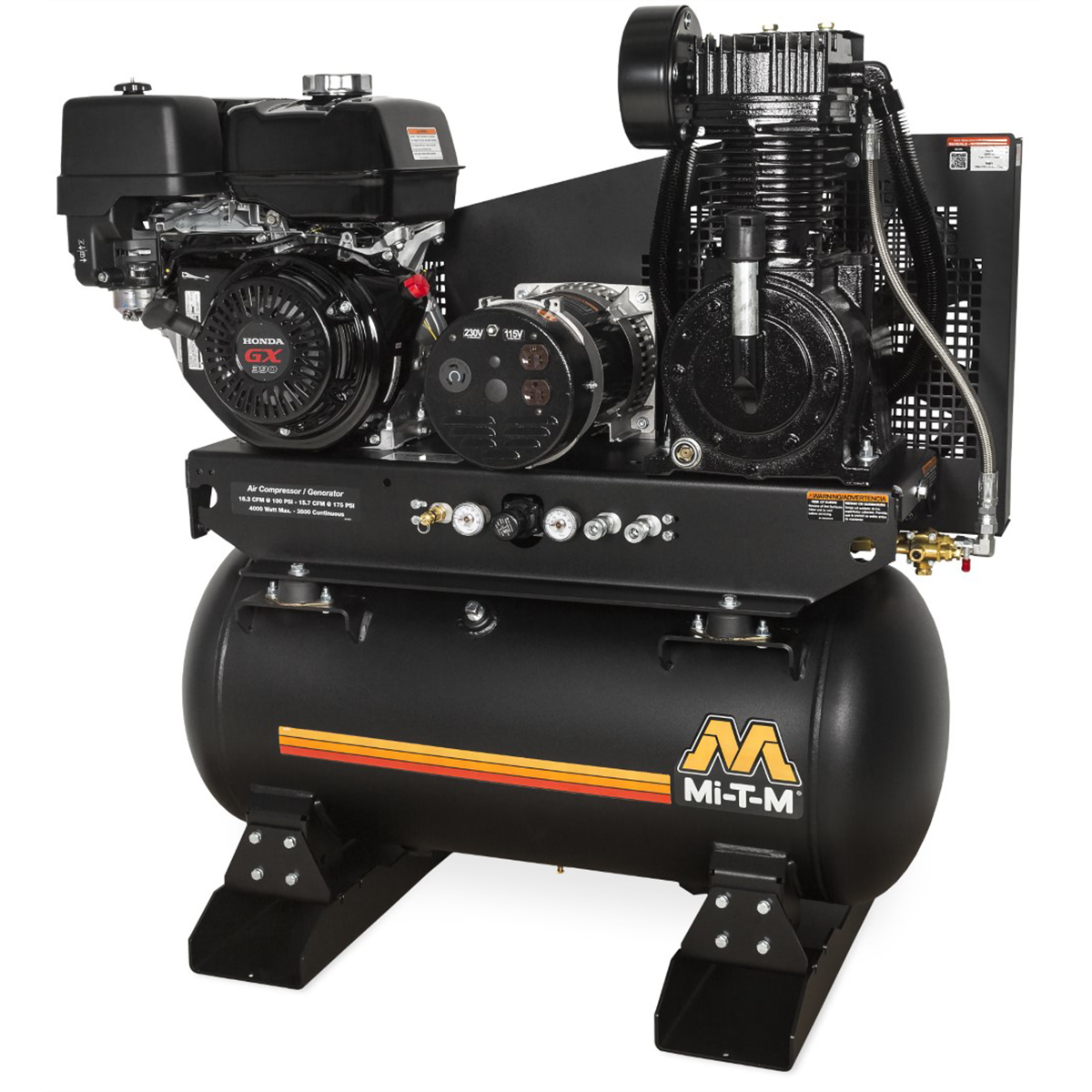 Mi-T-M 30-Gallon Two Stage Gasoline Combination Air Compressor/Generator