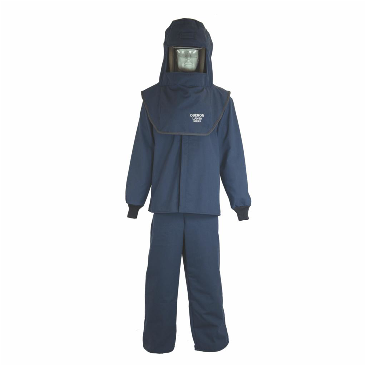 Oberon Suit Kit - Arc Flash - 40 Cal LAN™ - Comes with Hood with Hard Cap, Coat and Bib Overalls - Color: Navy Blue - Size: 4XL Tall