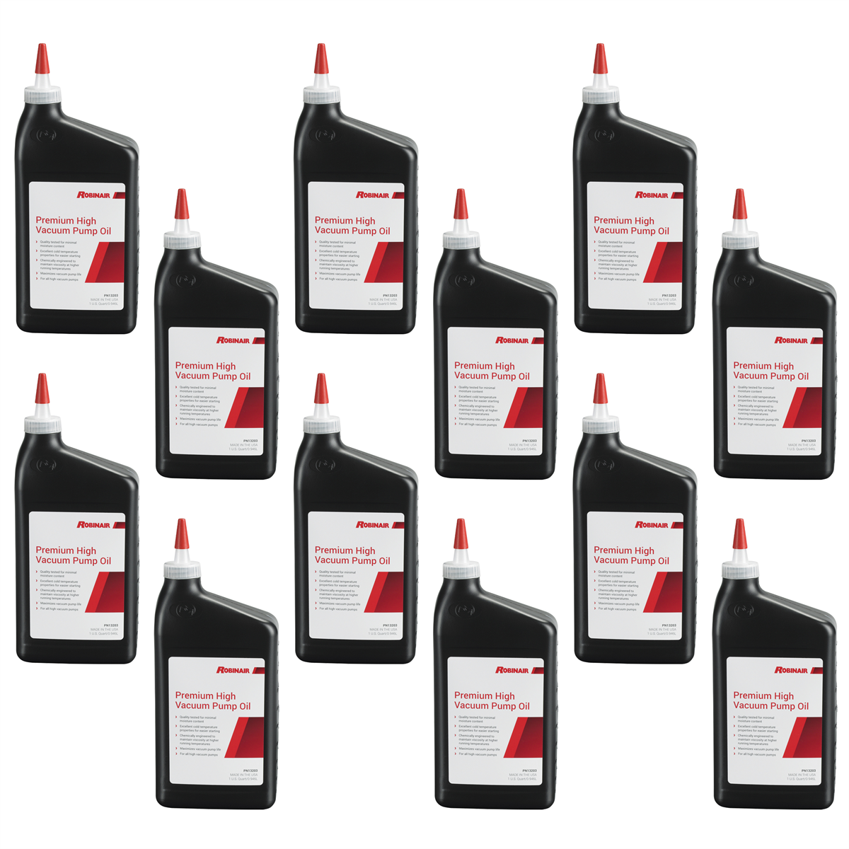 Robinair Premium High Vacuum Pump Oil, Quart Bottle (case of 12 bottles)
