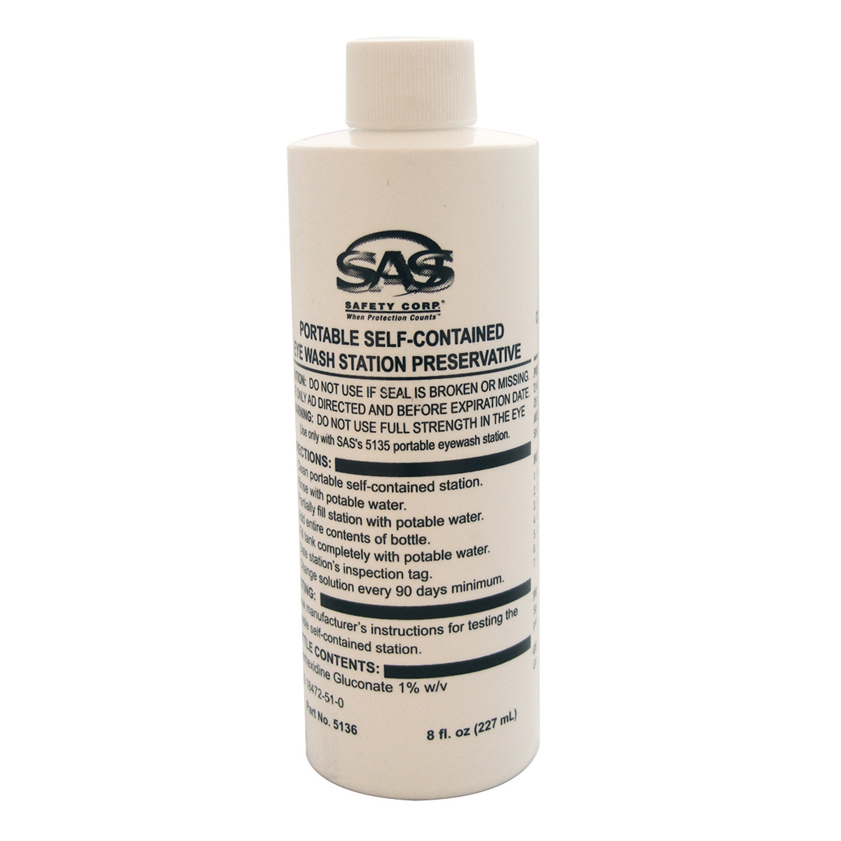 SAS Safety 4 oz. Preservative Bottle for Eyewash Station (Ea)
