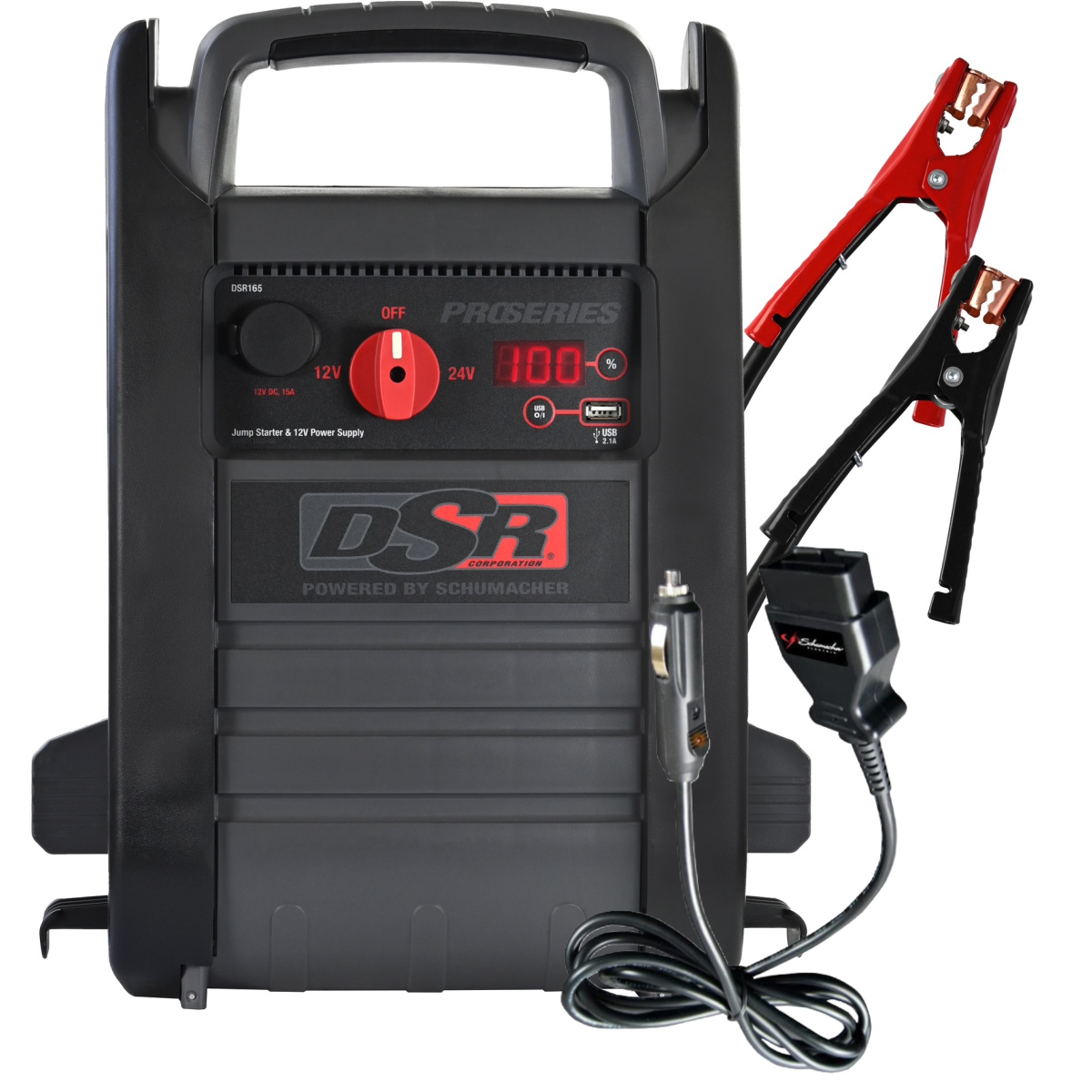 Schumacher Electric DSR ProSeries 2200 Peak Amp Jump Starter and Portable Power Station with Memory Saver and DC Male to Male 12V Connector