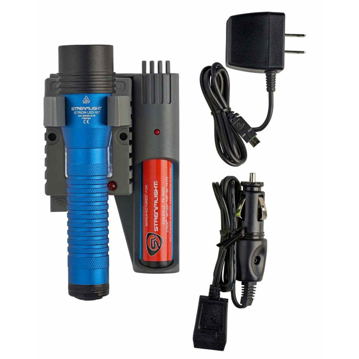 Streamlight Strion LED HL Rechargeable Flashlight 120V/100V/12V DC PiggyBack - Blue