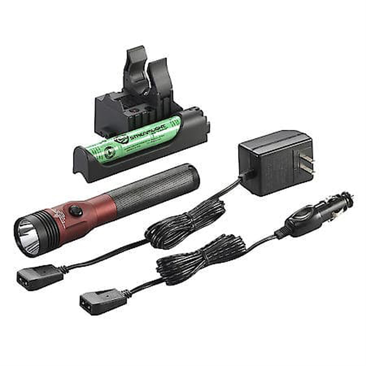 Streamlight Stinger LED HL 800 Lumen Rechargeable Flashlight - 120V AC/12V DC PiggyBack Smart Charge - Red