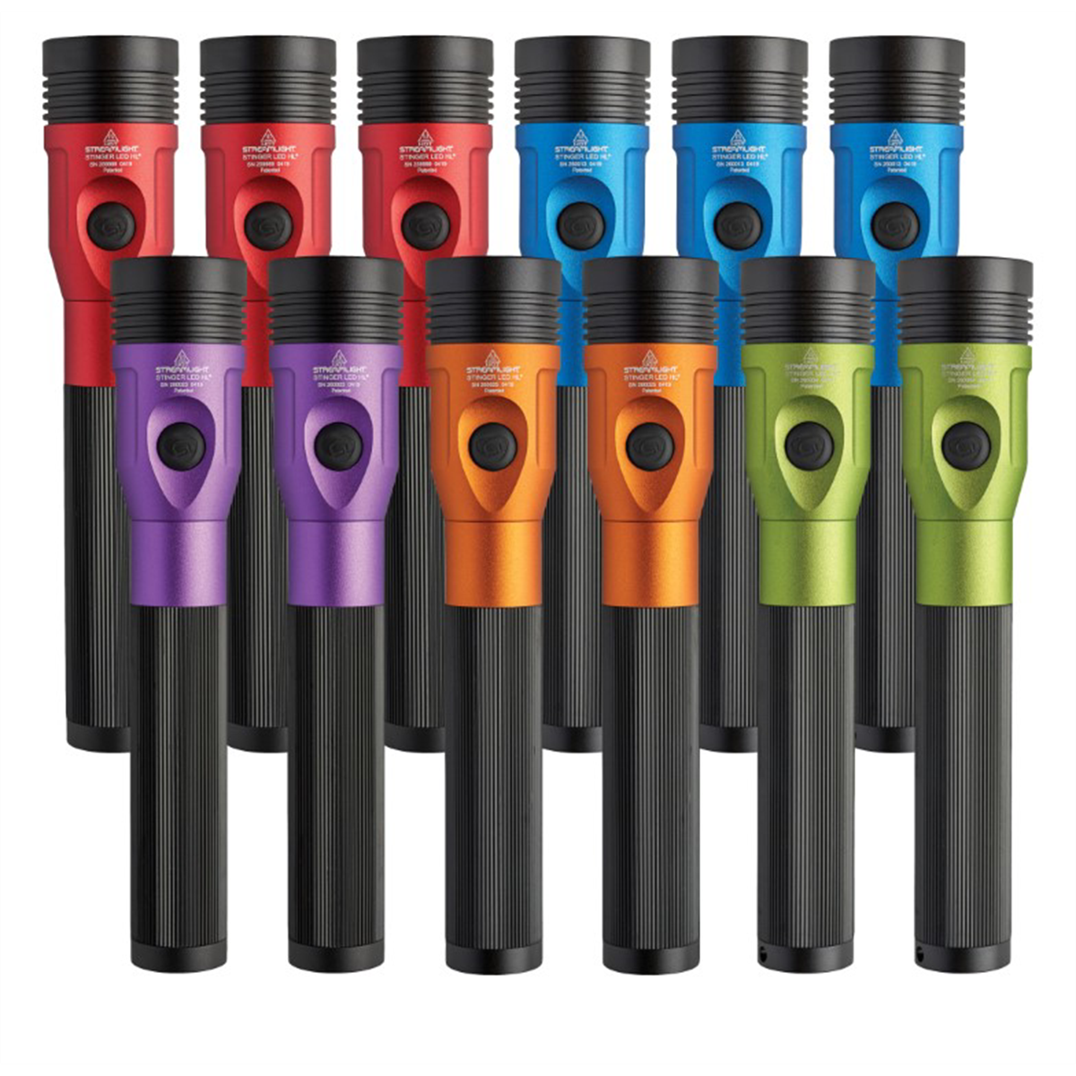 Streamlight Stinger LED HL 800 Lumen Rechargeable Flashlights - 120V AC/12V DC PiggyBack Smart Charge - Assorted Colors - 12 Pack