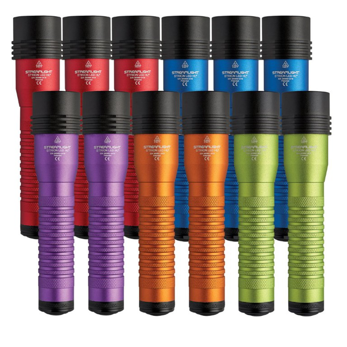 Streamlight Strion LED HL 615 Lumen Rechargeable Flashlights 120V/100V/12V DC PiggyBack - Assorted Colors - 12 Pack
