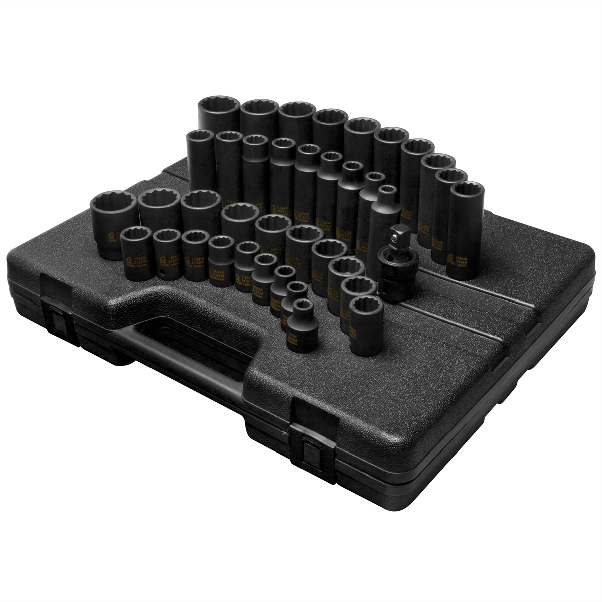 SUNEX 39PC 1/2"DR METRIC MASTER IMPACT SOCKET SET