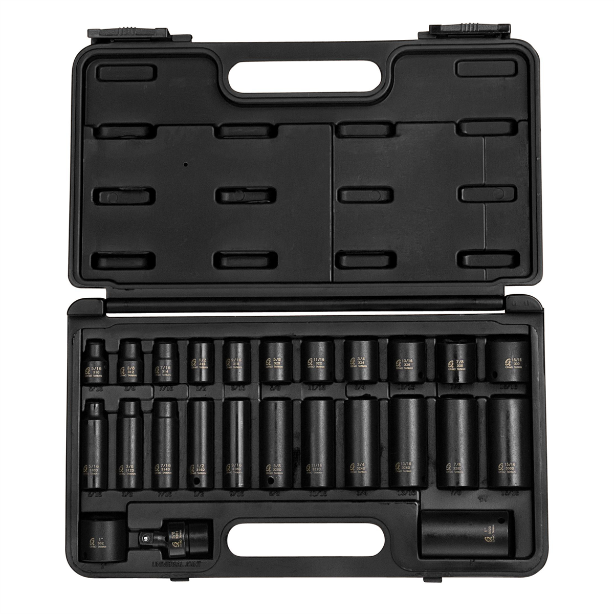SUNEX SOCKET SET, 3/8" DRIVE SAE IMPACT SET 25 PCS
