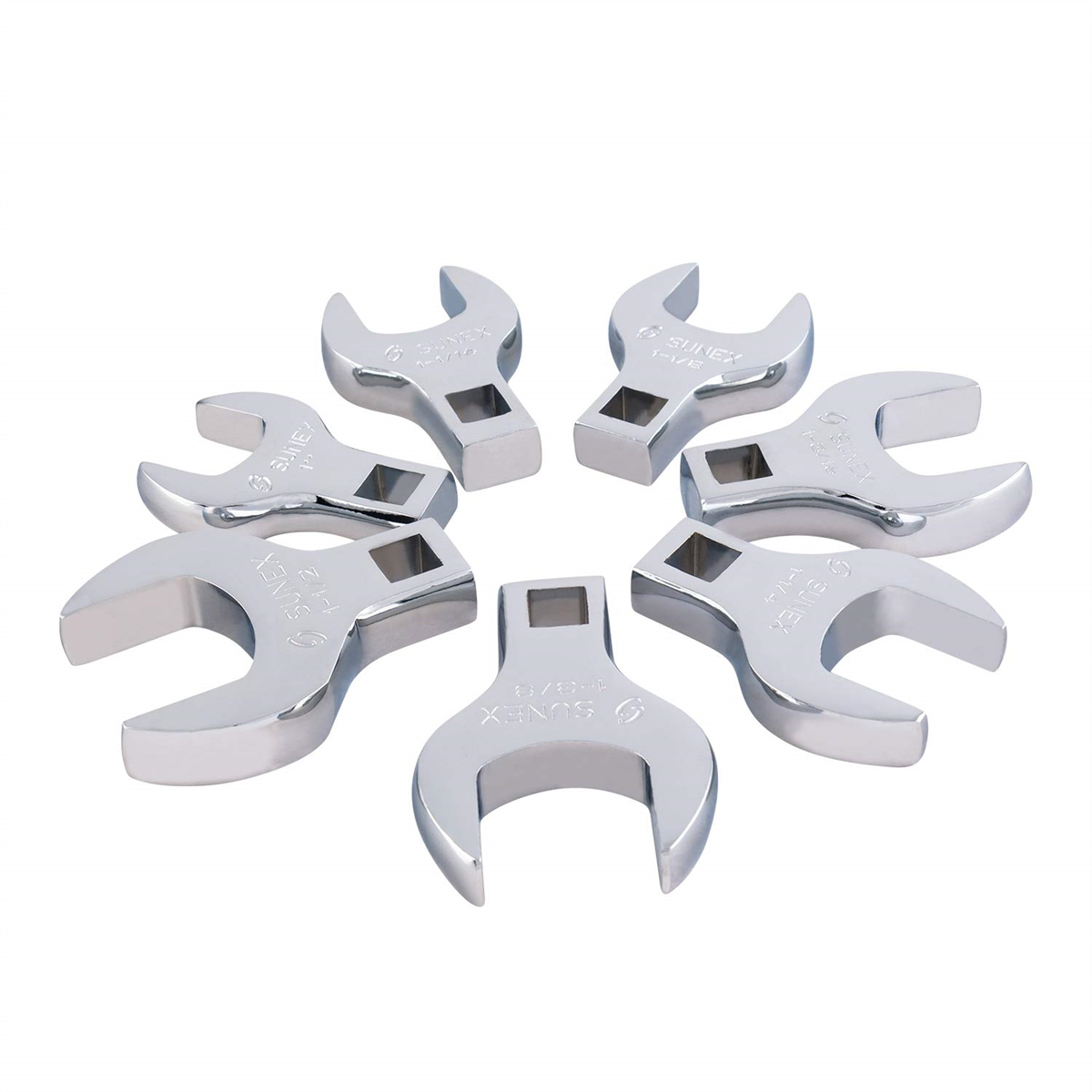 SUNEX 7 Piece 1/2" Dr. Jumbo SAE Crowfoot Wrench Set