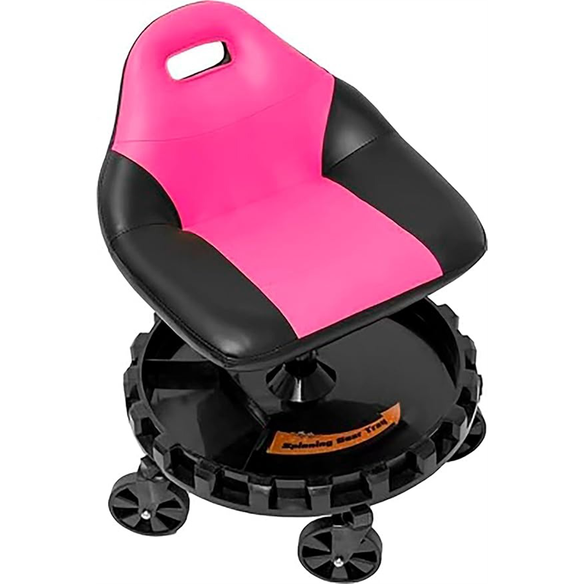 Traxion 2-706 ProGear Mobile Rolling Gear Race Seat with Tray and Five All Terrain Casters - Pink