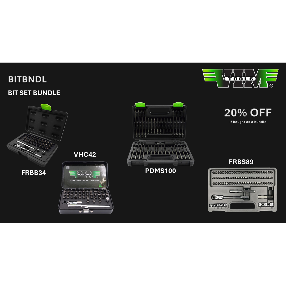 VIM Tools BIT SET BUNDLE - VHC42, FRBS89, FRBB34, & PDMS100 (20% off)