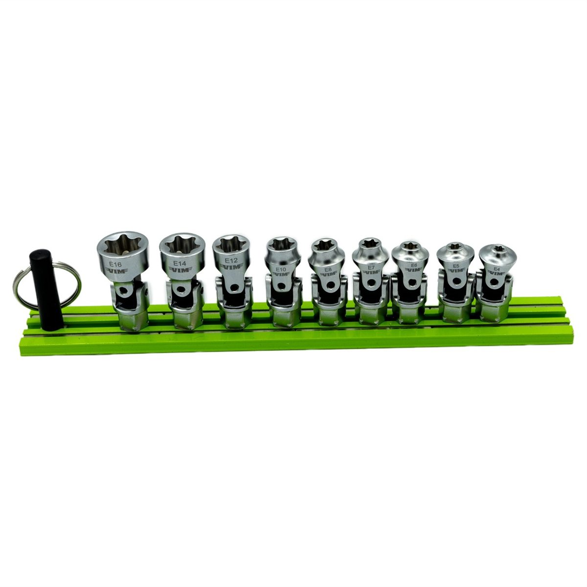 VIM Tools 1/4 Inch X 11MM Drive Dual Drive Stubby UJ E-Torx Set - 9 Piece