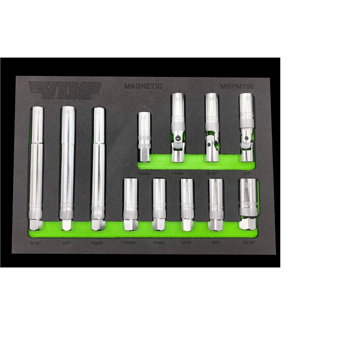 VIM Tools 12 Piece 3/8 Inch Drive Magnetic Spark Plug Master Set