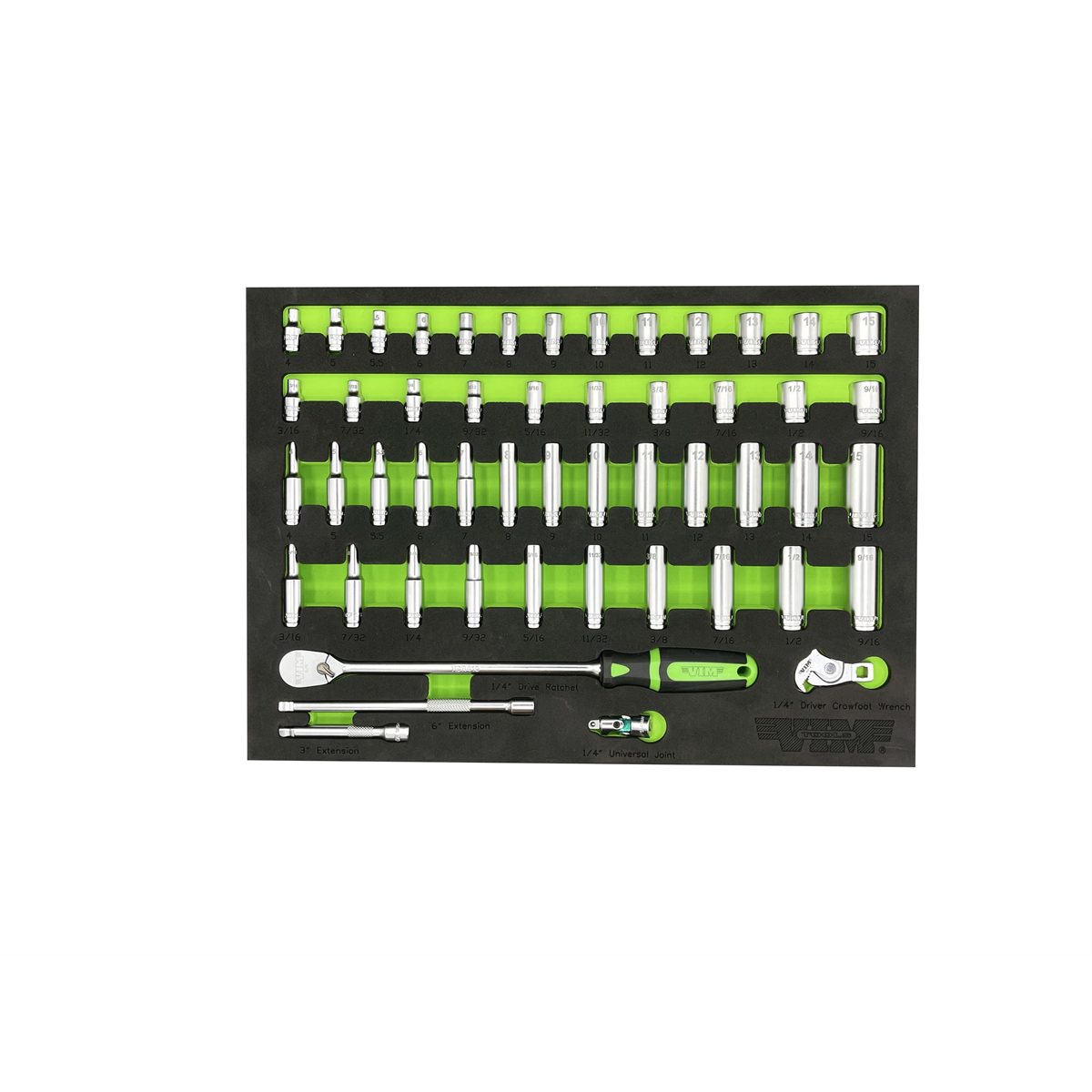 VIM Tools 51 Piece 1/4 Inch Drive Socket Master Set