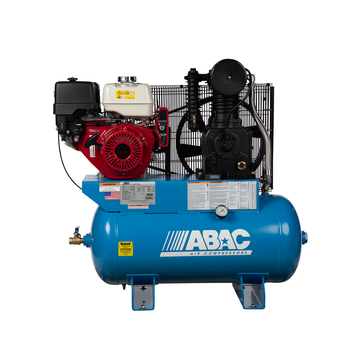 Quincy Compressors ABAC 13 HP Honda Gas Drive Air Compressor 30 Gallon Horizontal 175 PSI 25 CFM C1 Pump
