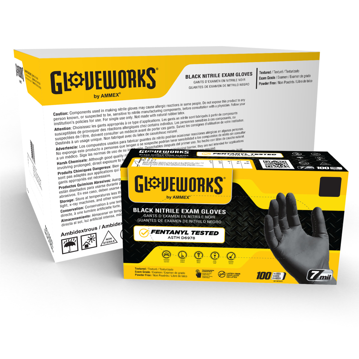 Gloveworks Black Nitrile PF Exam XL Gloves