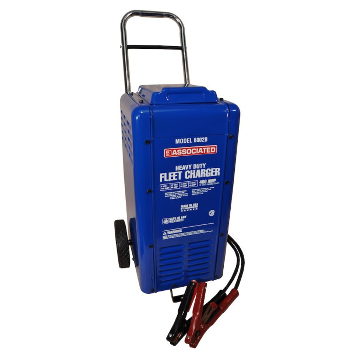Associated 6002B 6V/12V/18V/24V 100A/80A/50A/40A Heavy Duty Fleet Wheel Battery Charger with 400A Engine Start