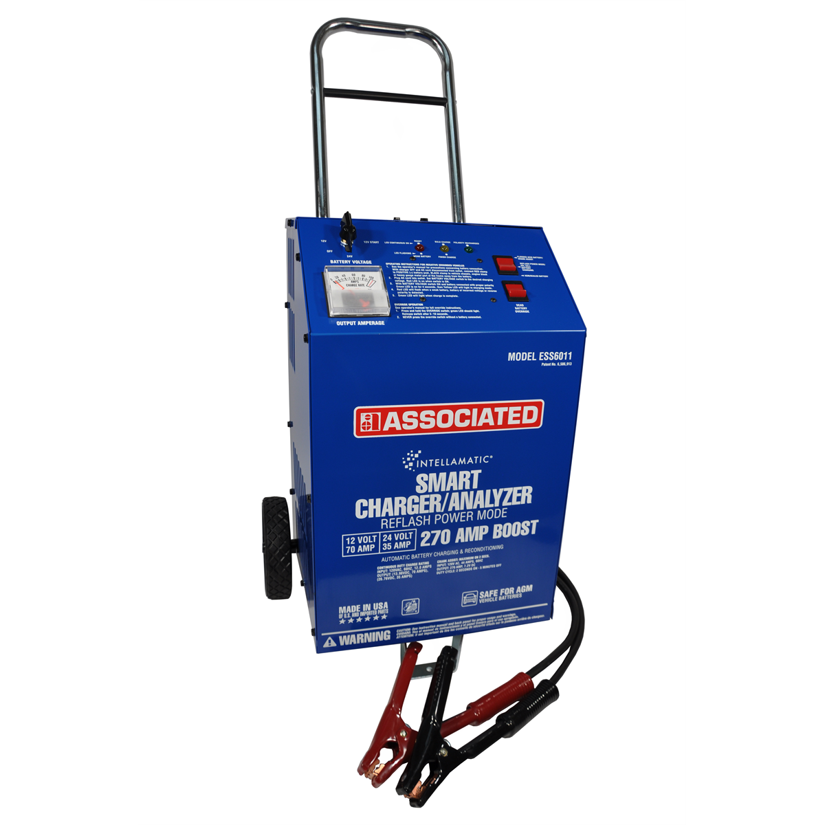 Associated Intellamatic® 12/24 Volt 70/35 Amp Charger 270 Amp Crank Assist at 12V 70 Amp Power Supply Mode