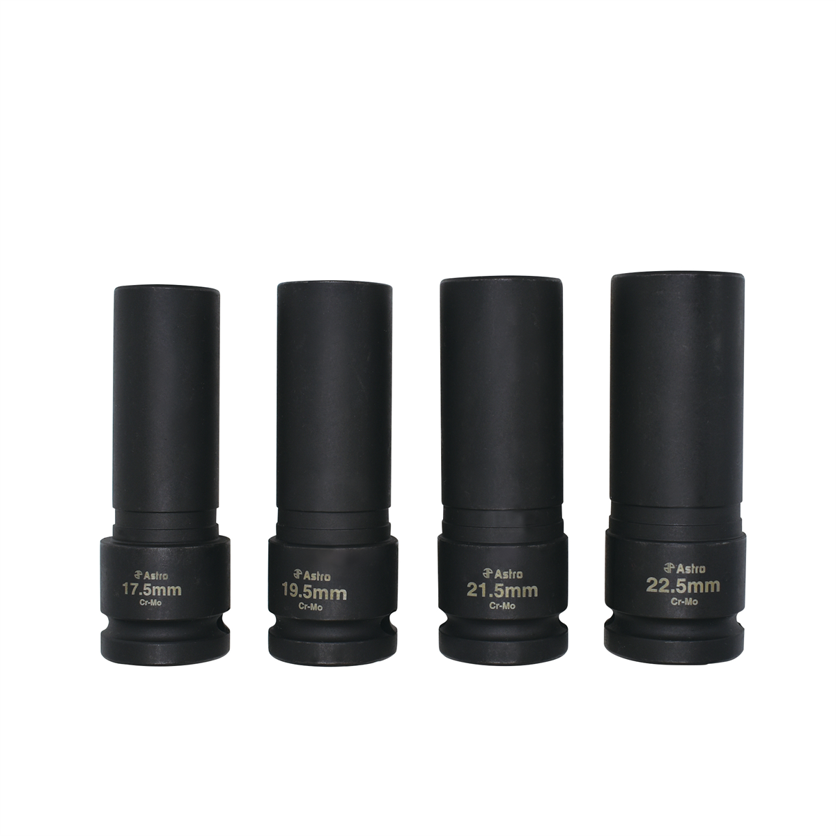 Astro Pneumatic 4pc 1/2" Drive 1/2 Size Thin Wall Lug Nut Socket Set - 17.5 - 22.5mm