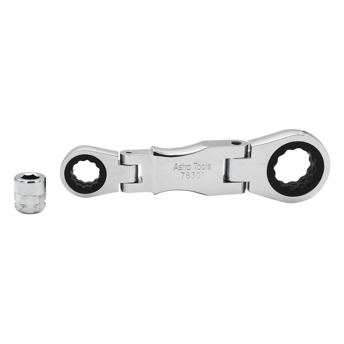 Astro Pneumatic Stubby Ratcheting Flex Head Double Box End Wrench for Nano Sockets