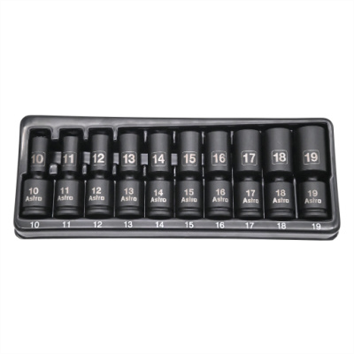 Astro Pneumatic 3/8 Inch Drive Mid-Length Pinless Universal Impact Sockets - Metric - 10 Piece
