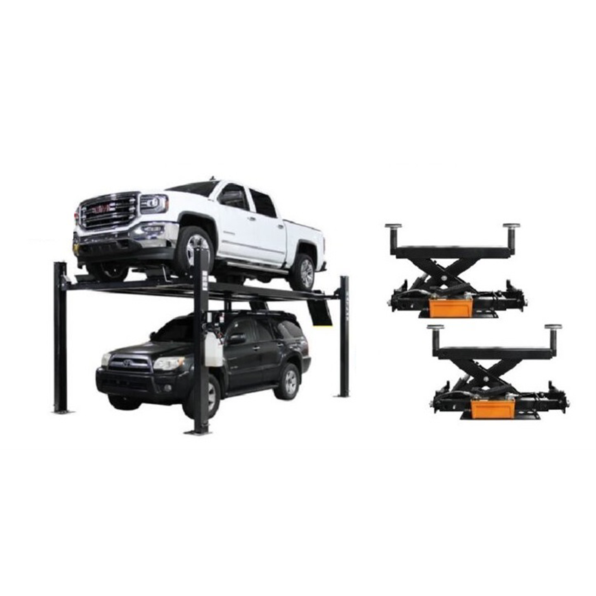 Atlas Equipment ALI Certified APEX9 4-Post Lift + RJ6 Rolling Bridge Jacks Combo