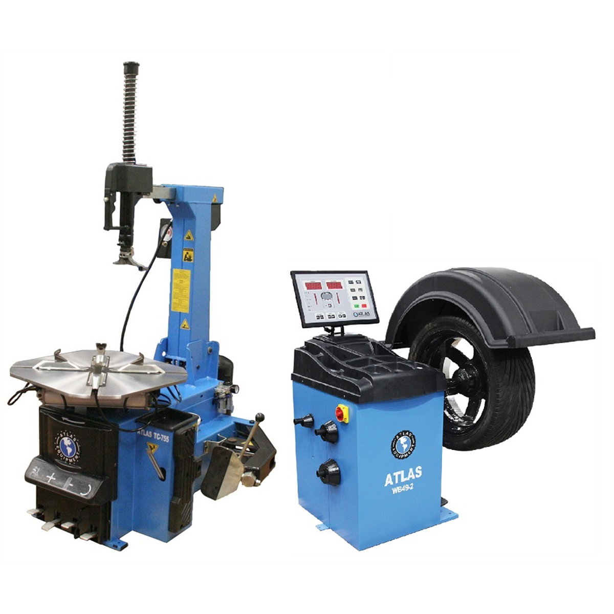 Atlas Equipment TC755 Rim Clamp Tire Changer + WB49-2 Wheel Balancer Combo Package