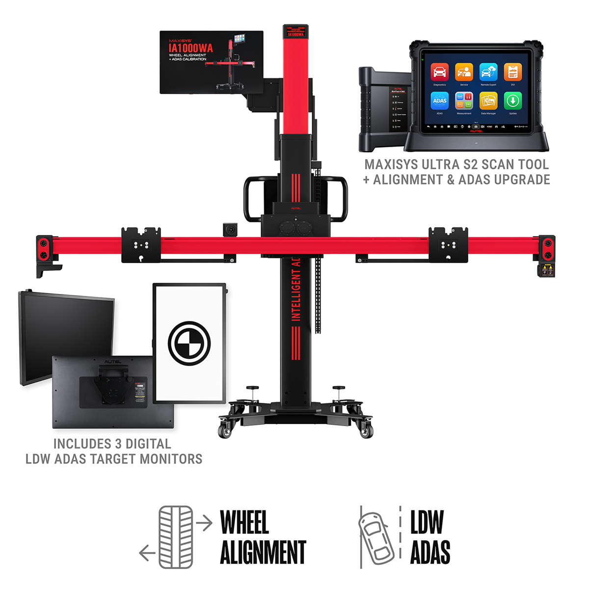 Autel MaxiSys IA1000 System with MS Ultra S2 and Digital LDW Targets