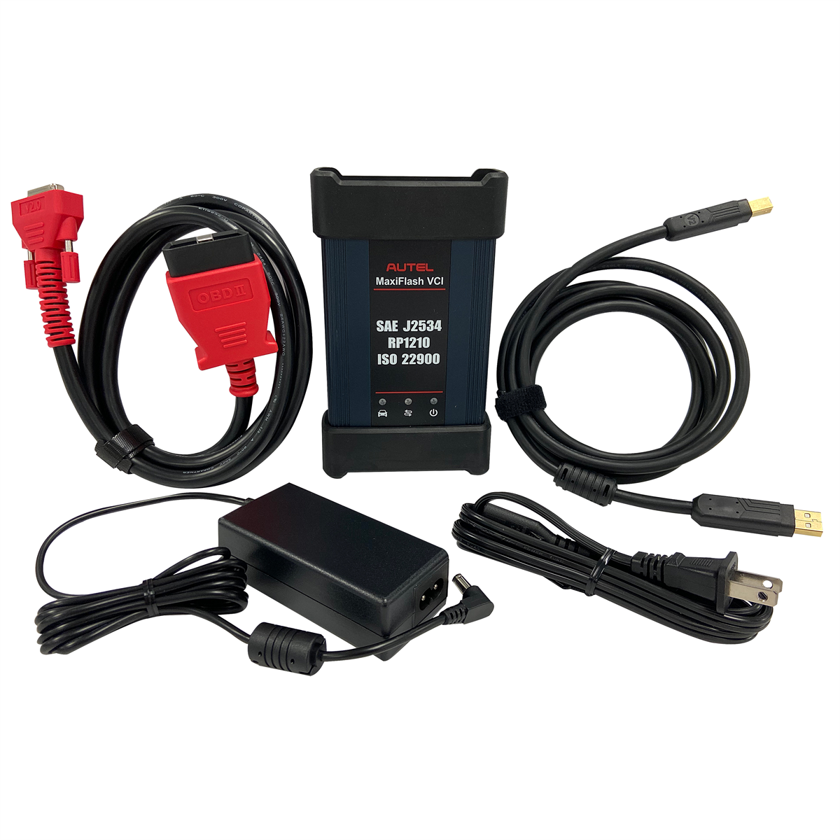 Autel MaxiFLASH VCI Kit : Bluetooth VCI/J2534 pass-thru programmer, Main Cable V2.0, AC/DC adapter and USB 2.0 cable