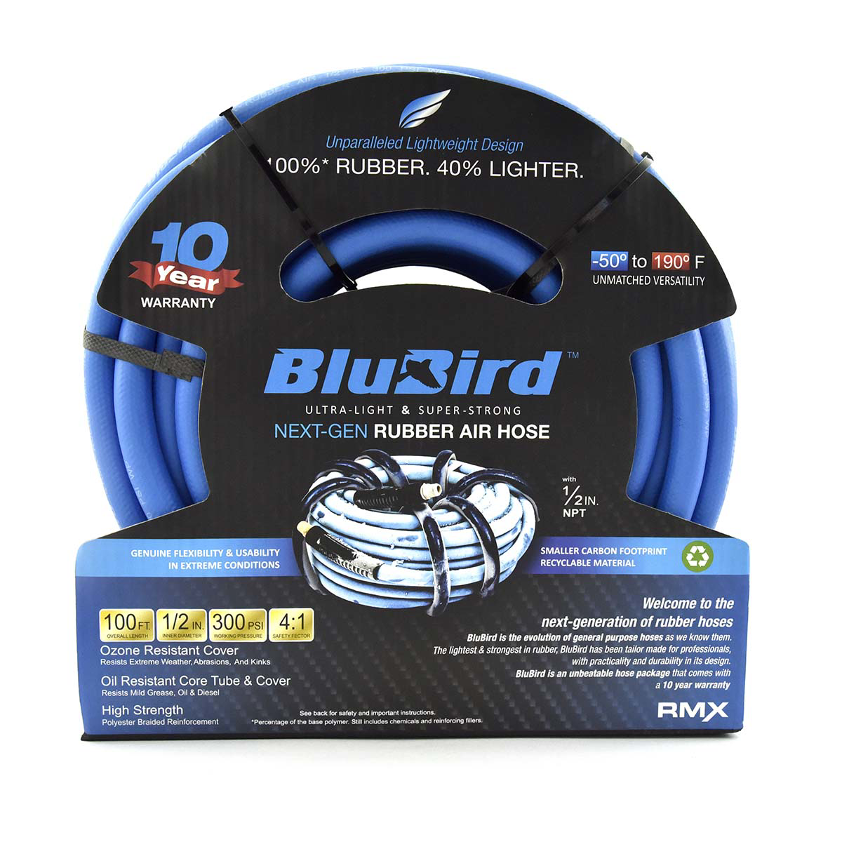 BluBird Rubber Air Hose Assembly 1/2" x 100'