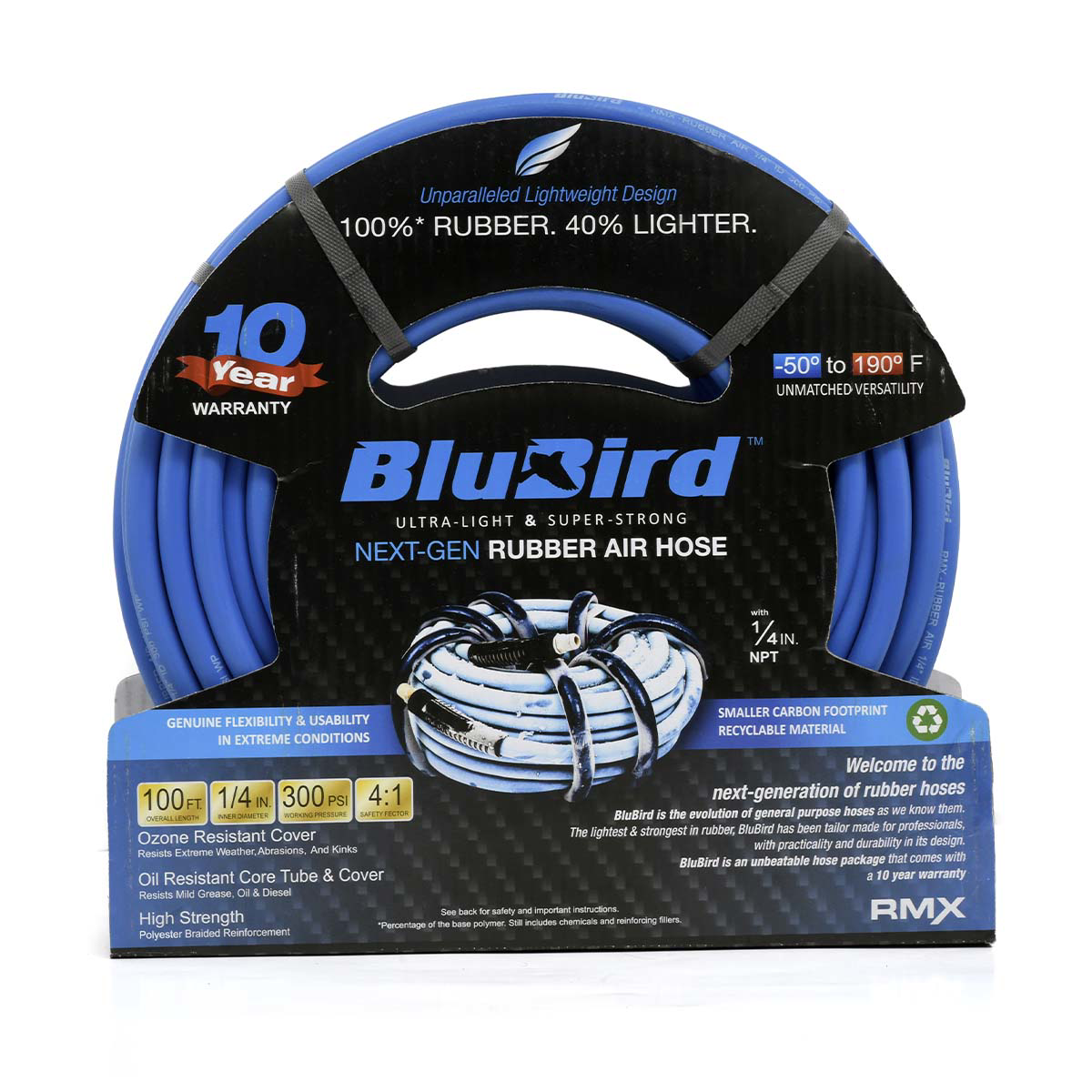 BluBird Rubber Air Hose Assembly 1/4" x 100'