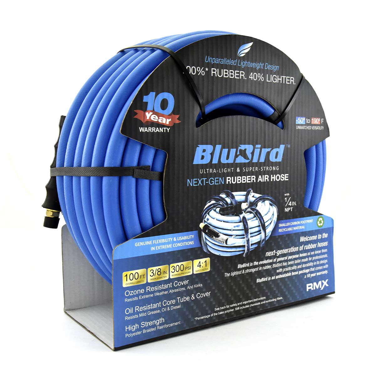 BluBird Rubber Air Hose Assembly 3/8" x 100'