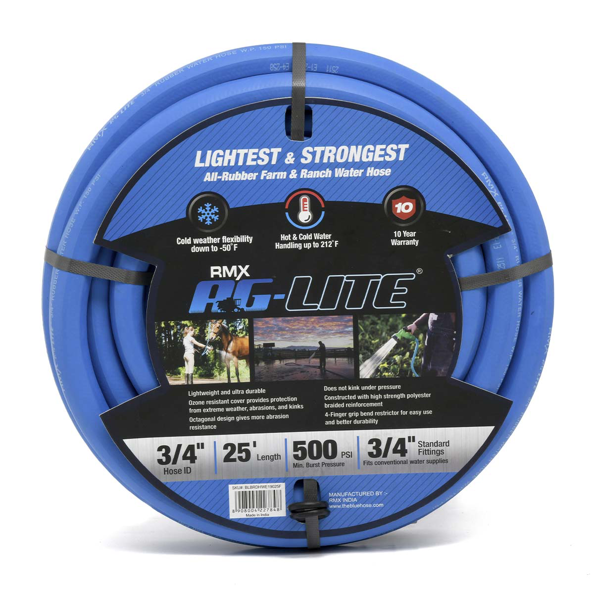 BluBird AG - Lite Rubber Water Hose Assembly 3/4" x 25'