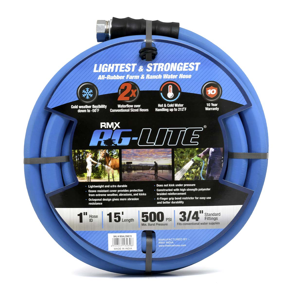 BluBird AG - Lite Rubber Water Hose Assembly 1" x 15'