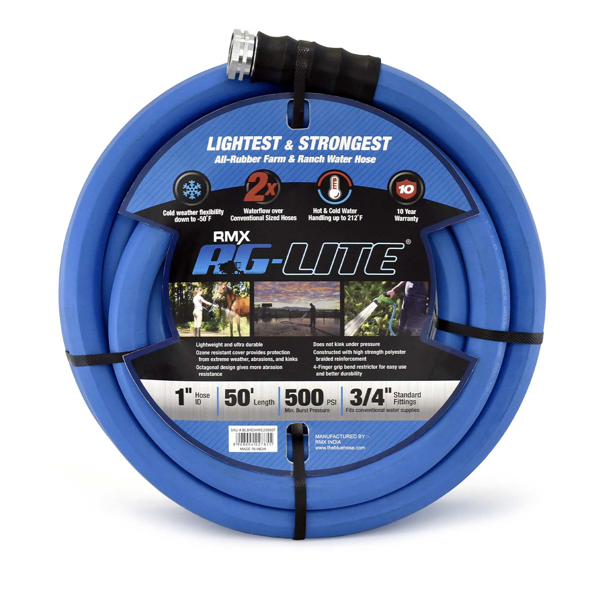 BluBird Ag - Lite Rubber Water Hose Assembly 1" x 50'