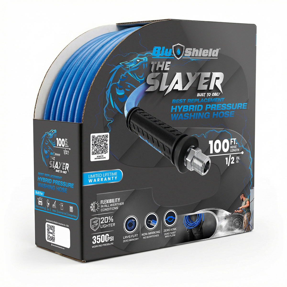 BluBird Blu Shield The Slayer Hybrid Pressure Washing Hose 1/2" X 100'