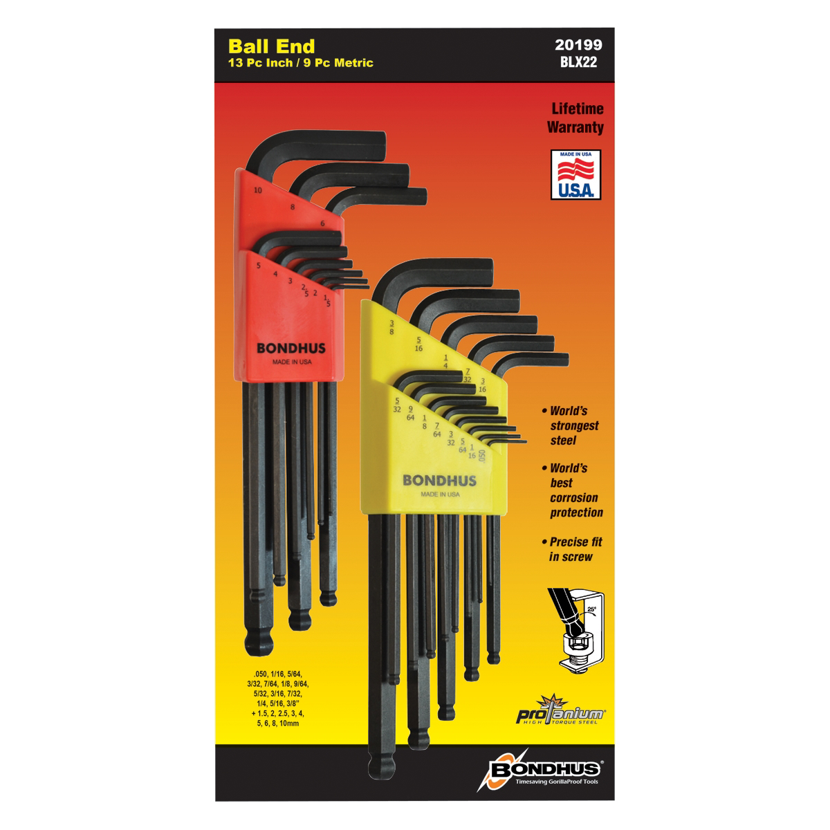 Bondhus Corp. BALLEND L-WRENCH DBL PACK - SIZES .050-3/8"