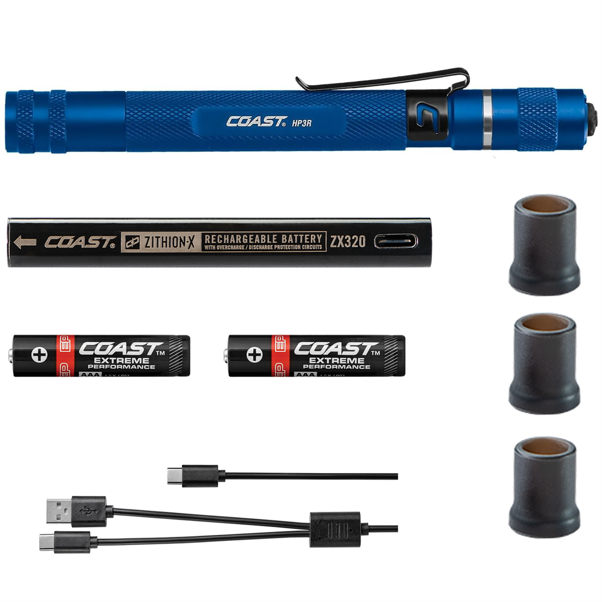 COAST Products HP3R 500 Lumen Rechargeable Penlight with Twist Focus - Blue