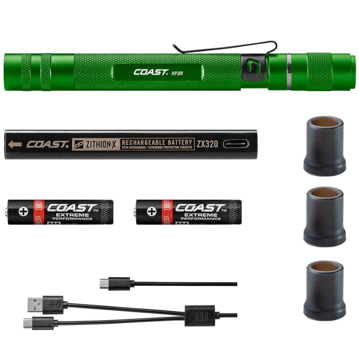 COAST Products HP3R 500 Lumen Rechargeable Penlight with Twist Focus - Green