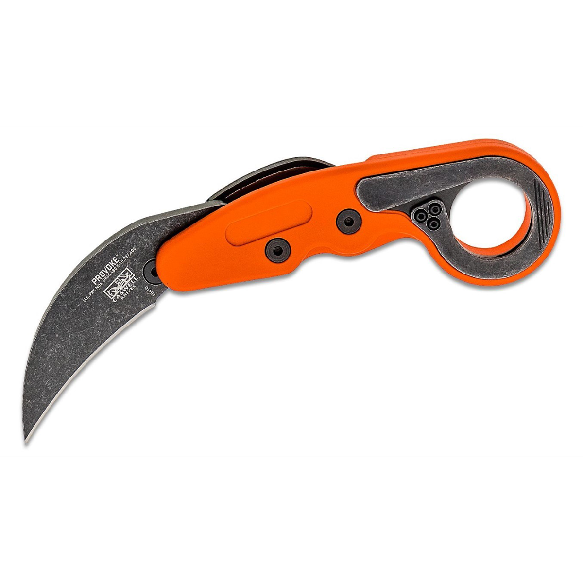 CRKT (Columbia River Knife) Provoke 1.4116 Stonewash Plain Blade Folding Knife with Kinematic Grivory Handle - Orange