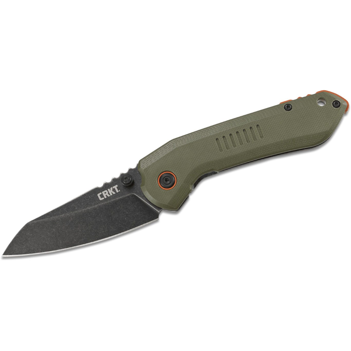 CRKT (Columbia River Knife) Overland 8Cr13MoV Stonewash Plain Blade Folding Knife with Frame Lock G10 Handle - Green