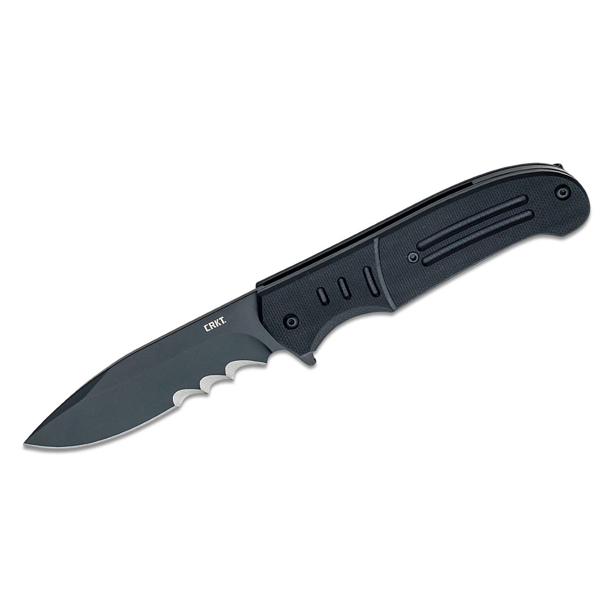 CRKT (Columbia River Knife) Ignitor 8Cr13MoV Oxide Veff Serrations Assisted Folding Knife with Liner Lock G10 Handle - Black
