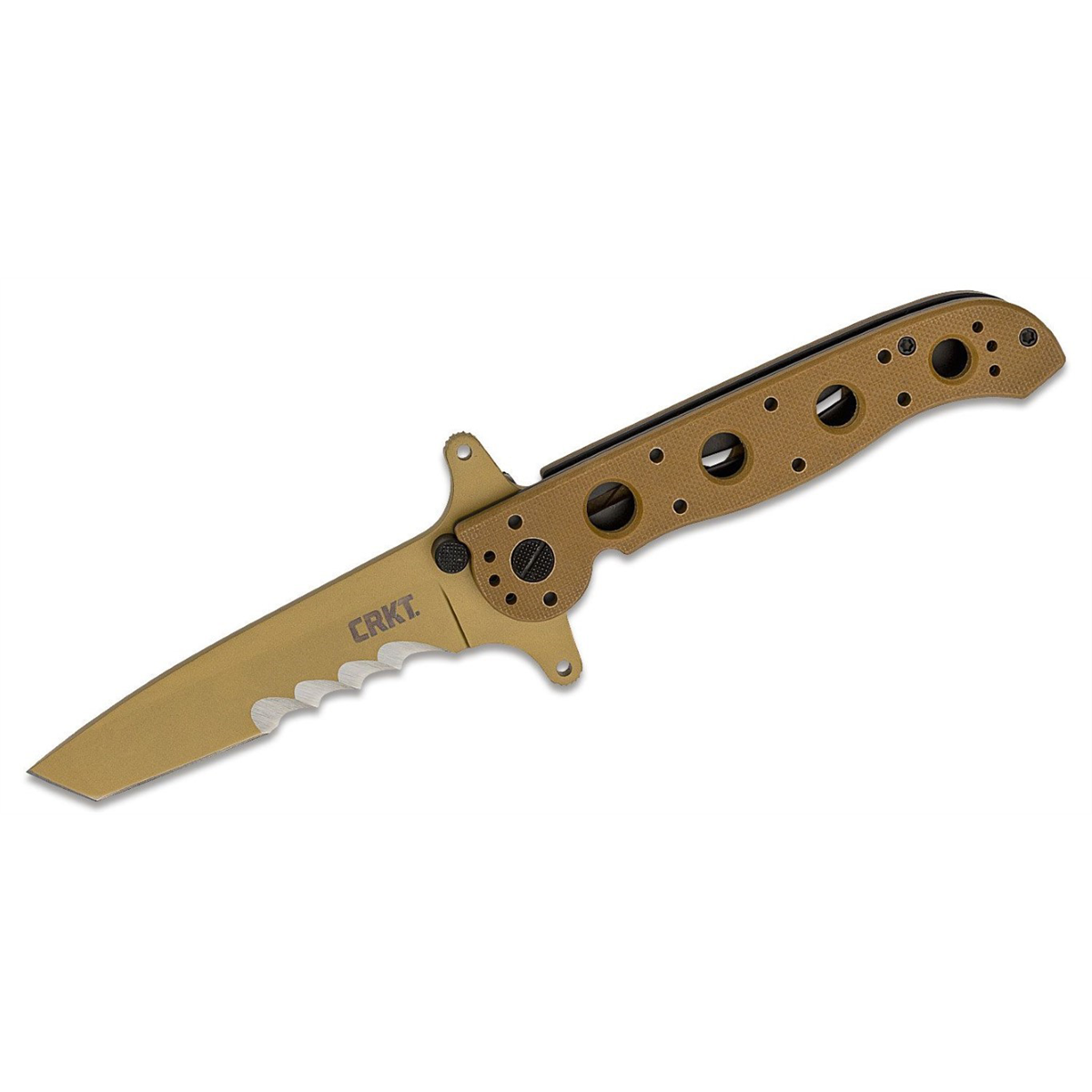 CRKT (Columbia River Knife) M16-13DSFG 1.4116 Titanium Nitride Veff Serrations Folding Knife with Liner Lock G10 Handle - Desert Tan