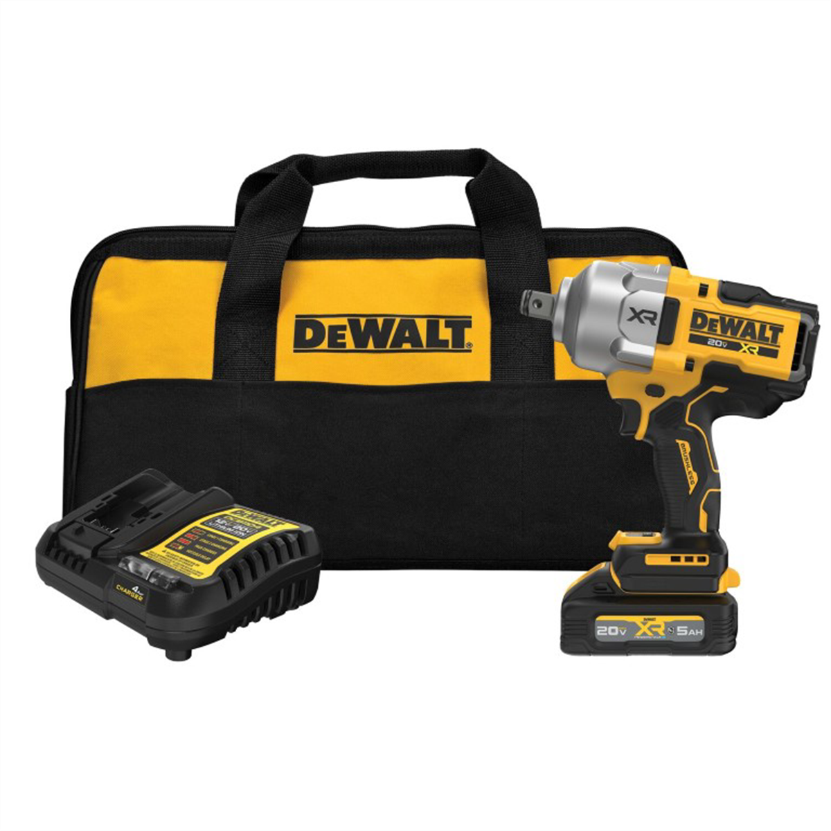 DeWalt 20V MAX XR Brushless Cordless 3/4 In. High Torque Impact Wrench With Hog Ring Anvil Kit With XR Powerstack