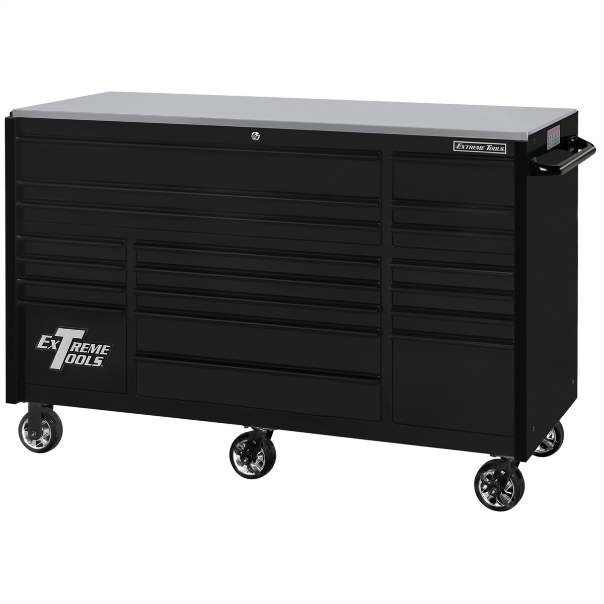 Extreme Tools RX Series 72" 19 Drwr 25" Dp Roller Cab, Mat Blck